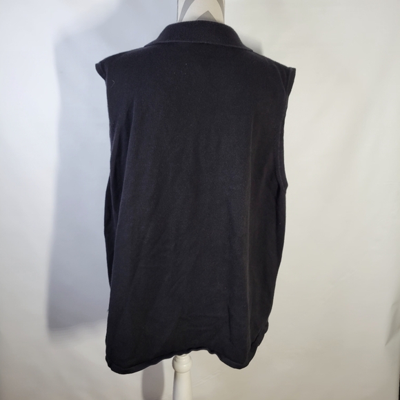 Allison Daley Black Sweater Vest Embroidered Snowflakes Zip Front Size 3X Winter - Picture 5 of 9
